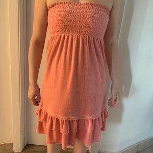 Vintage Y2K Juicy Couture Terry Cloth sundress strapless coverup peachy  Size M